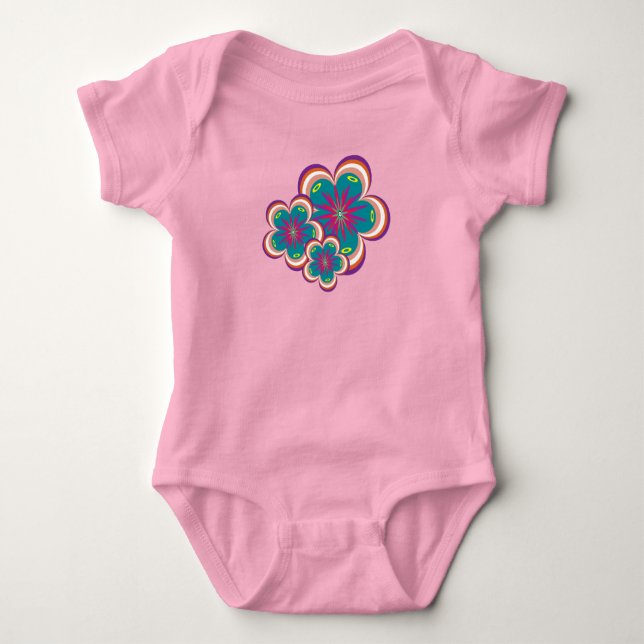 Smärre Blooms Baby One-Biet Bodykostym T Shirt (Framsida)