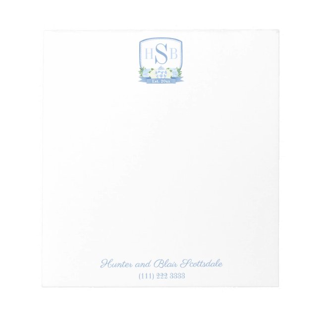 Smart 3 Brev Monogram Hydrangea Ginger Burk Vapens Anteckningsblock (Framsida)