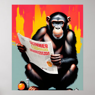 Smart Ape Affisch Anpassad Chimp Väggkonst