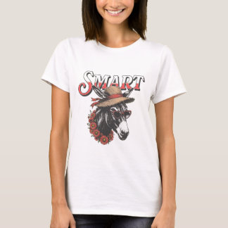Smart åsna med hatt och hjärtformade glasögon t shirt