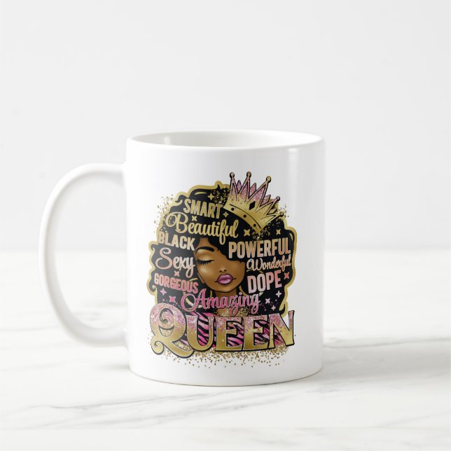 Smart BeSnyval Fantastisk Black Queen Melanin Sist Kaffemugg (Vänster)