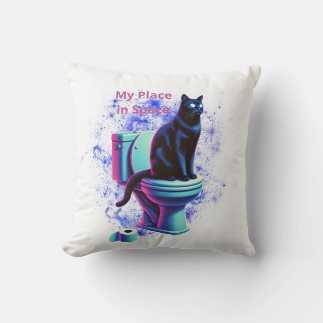 Smart Black Cat med glasögon - fin Tecknad Kudde (Framsida)