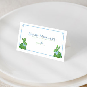 Smart Blek Blue Grönt Boxwood Bunny Vår Brunch Placeringskort