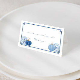 Smart Blue and White Pumpkins Wedlémottagning Placeringskort