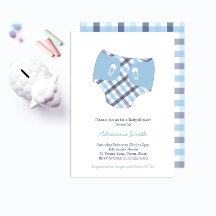 Smart Blue Check Diaper Boy Shower