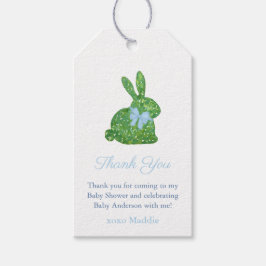 Smart Blue Grönt Topiary Bunny Pojke Shower Presentetikett