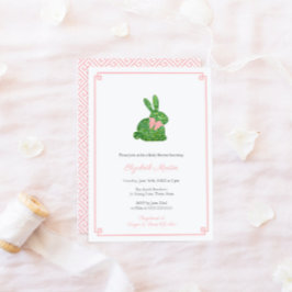 Smart Boxwood Bunny Rabbit Girl Baby Shower Party Inbjudningar