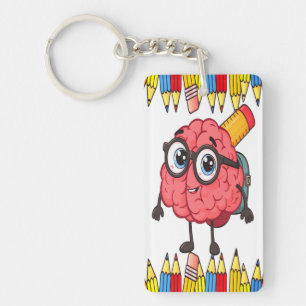 Smart Brain Acrylic Keychain - Cute Back to school
