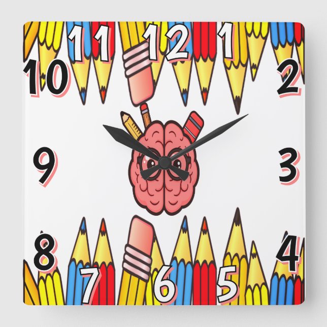 Smart-bromsväggslås - Roligt Back to school-tid Fyrkantig Klocka (Framsida)