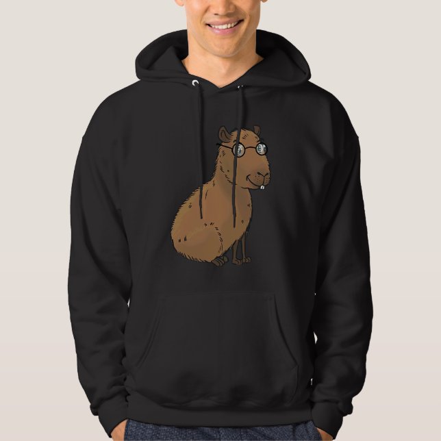 Smart Capybara with Glasses Work Outfit Home offic Hoodie (Framsida)