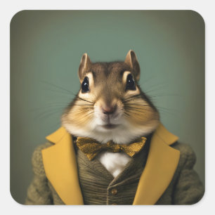 Smart Chipmunk Fyrkantigt Klistermärke