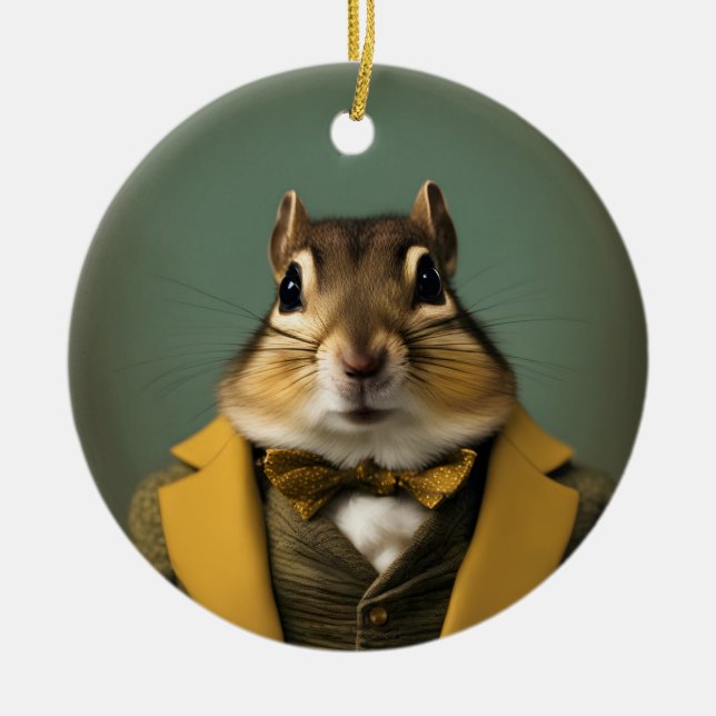 Smart Chipmunk Julgransprydnad Keramik (Framsidan)