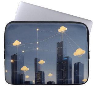 Smart City Wireframe för elegant Futuristiska - Gö Laptop Fodral