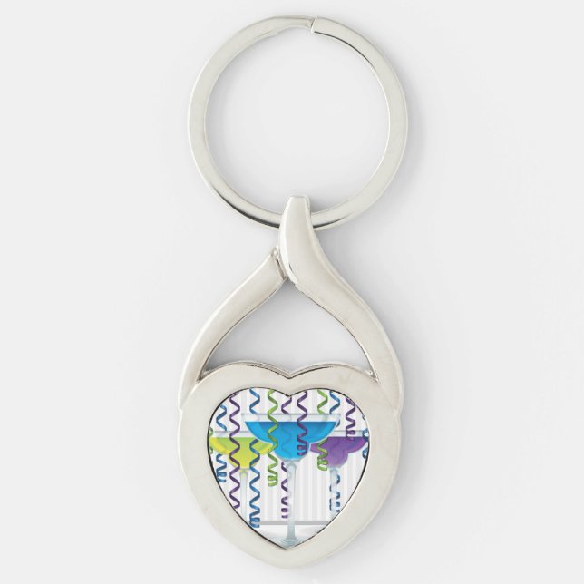 smart cocktail och band twisted heart silverfärgad nyckelring (Framsidan)