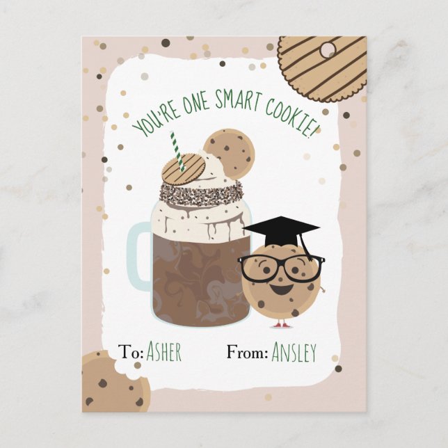 Smart Cookie Chocolate Milkshake Kids Valentine Po Vykort (Framsida)