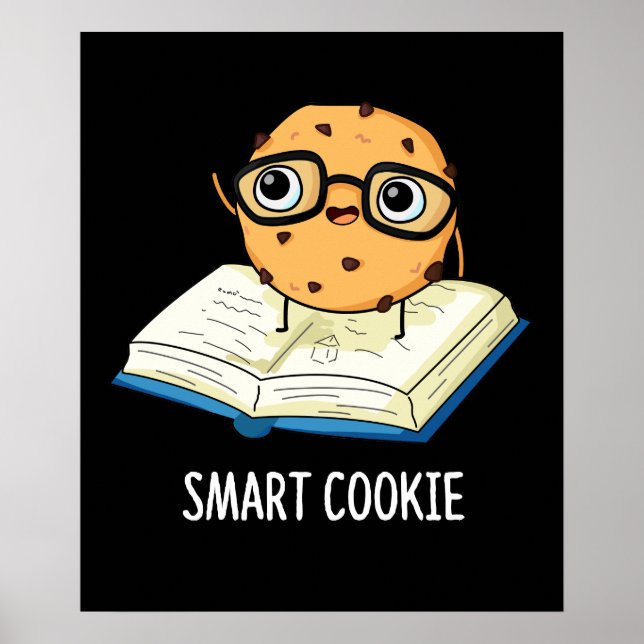 Smart Cookie Funny Chocolate Chip Pun Mörk BG Poster (Framsidan)