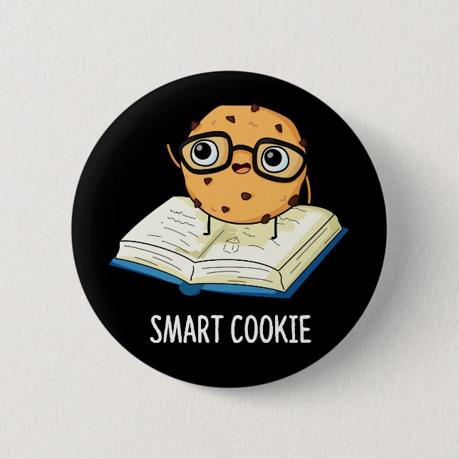 Smart Cookie Funny Snack Pun Mörk BG Knapp (Framsida)