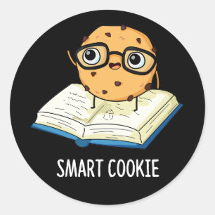 Smart Cookie Funny Snack Pun Mörk BG Runt Klistermärke