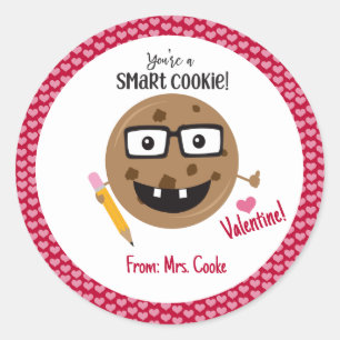 Smart Cookie Nerd Classroom Teacher Kids Cute Runt Klistermärke