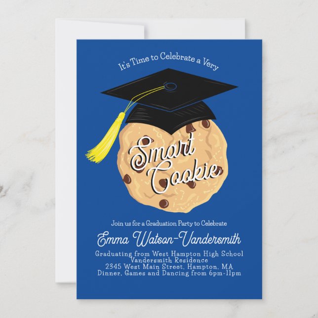 Smart Cookie-Studentfest Blue Inbjudningar (Framsida)