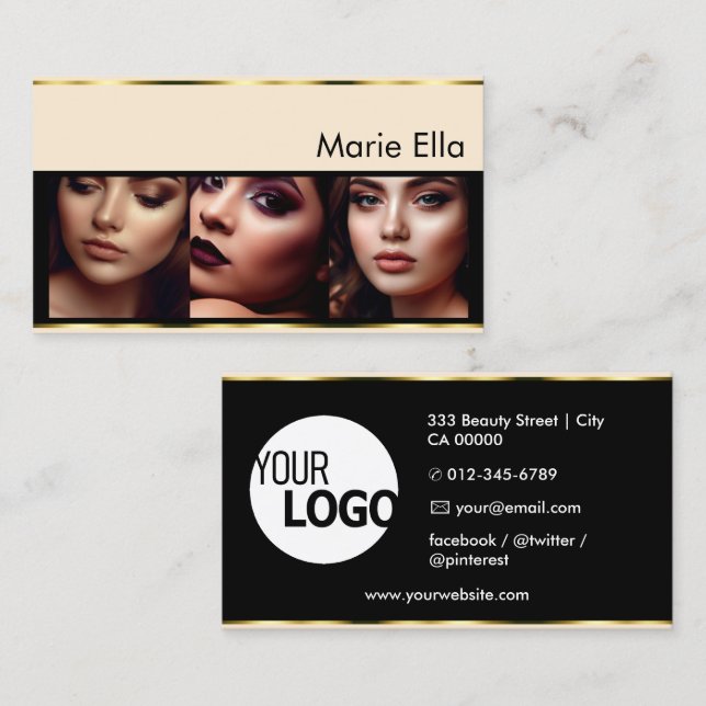 Smart Cream Gult Guld med Logotyp Photos Clean Visitkort (Fram/baksida)