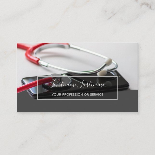 Smart doktor med digitalt SmartPhone Stethoscope B Visitkort (Framsida)
