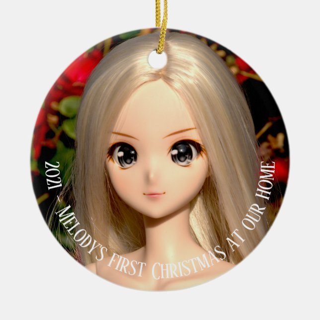 Smart Doll Melody först Jul fotokeramisk Orn Julgransprydnad Keramik (Framsidan)