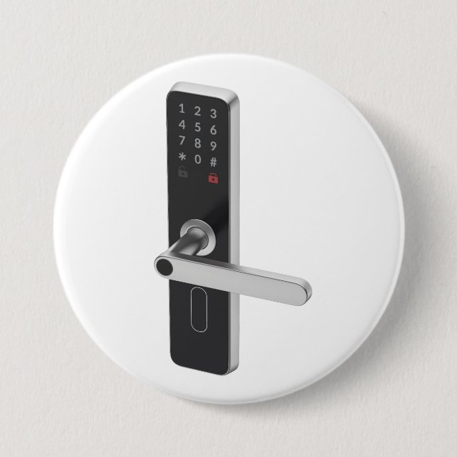 Smart dörrlås med inbyggt tangentbord och fingerav knapp (Framsida)