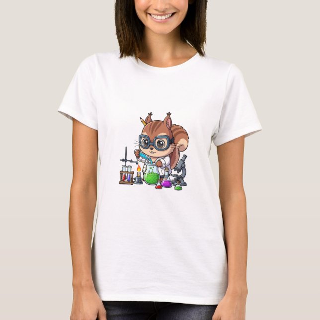 Smart Ekorre Forskare Utför Kemi T Shirt (Framsida)