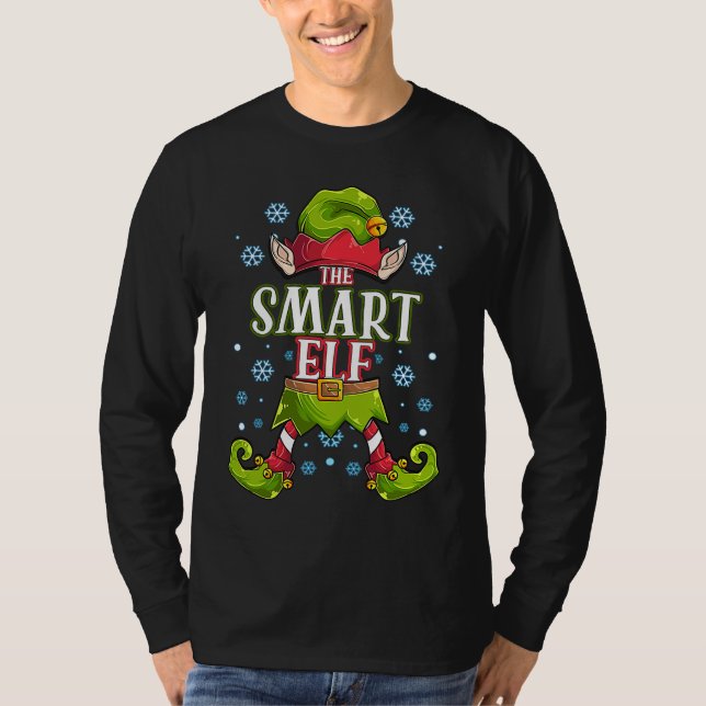Smart Elf Matching Family Group Christmas Party T Shirt (Framsida)