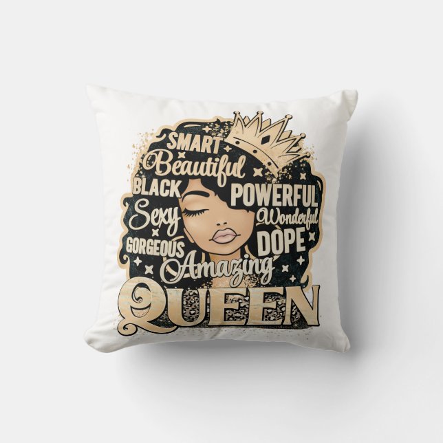 Smart Fantastisk Queen Black Melanin Woman Brown S Kudde (Framsida)