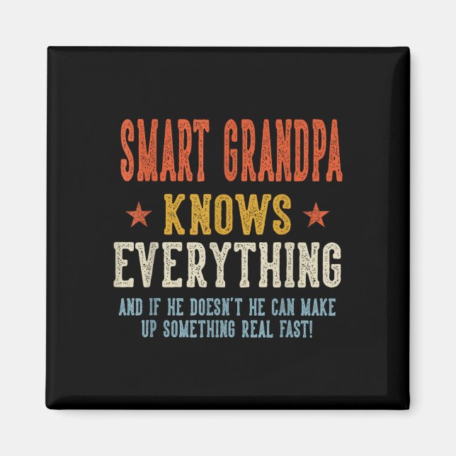 Smart farfar vet allt fars dag retro magnet (Framsidan)