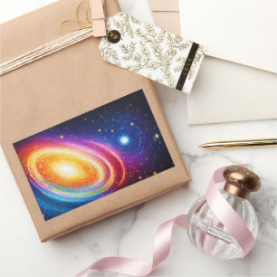 smart färg galaxy space geometric psychedelic rektangulärt klistermärke