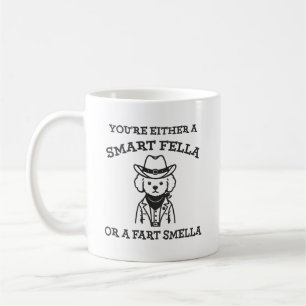 Smart Fella vs Fart Smella - Funny Cowboy Hund Kaffemugg