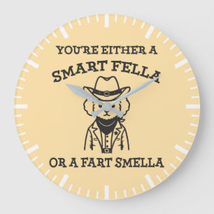 Smart Fella vs Fart Smella - Funny Cowboy Hund Stor Klocka
