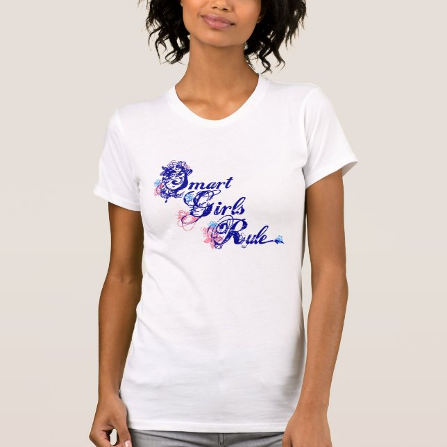 Smart flickor härskar blått t-shirt (Framsida)