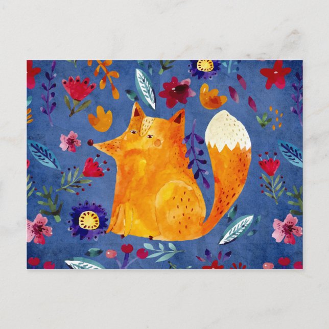 Smart Fox i Blomsterträdgården Vykort (Framsida)
