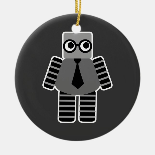Smart Geek Robot Julgransprydnad Keramik (Framsidan)