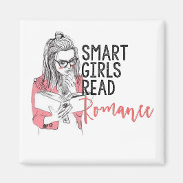 Smart Girls Läsa Romantik-kvadratisk magnet