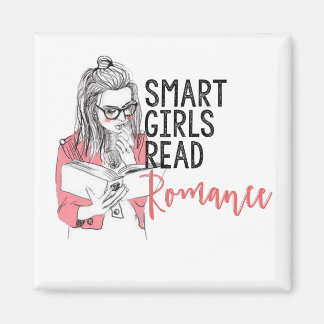 Smart Girls Läsa Romantik-kvadratisk magnet