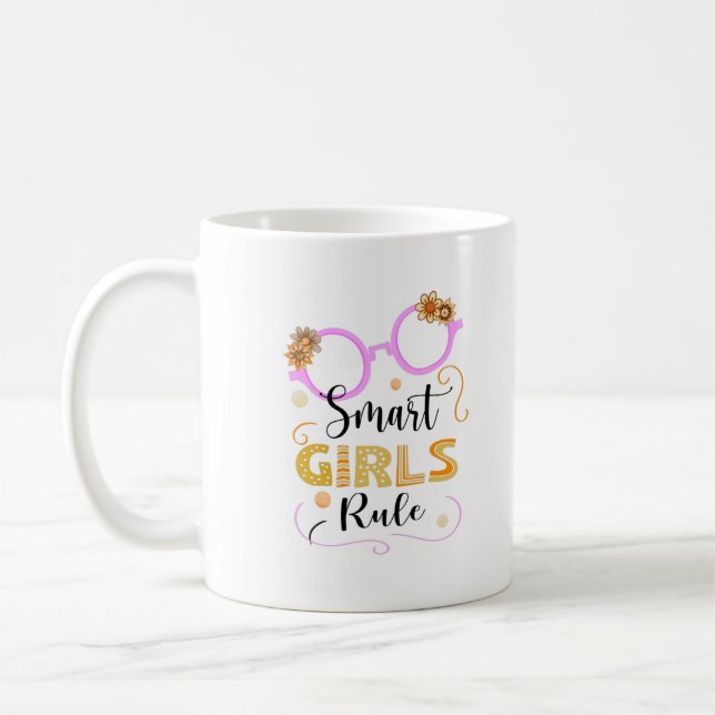 Smart Girls regel, feminism Girl Power Kaffemugg (Vänster)