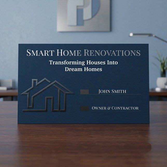 Smart Home Renoveringar Fastighetsmäklare & Fastig Visitkort (Smart Home Renovations Realtors & Real Estate Blue Business Card)