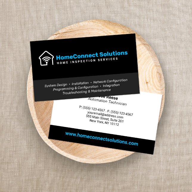 Smart Home Technician Black-Affärskort Visitkort (Skapare uppladdad)