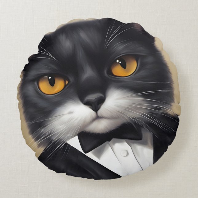 Smart Katt Rund Kudde (Framsidan)