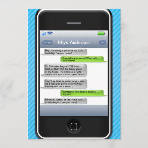 Smart mobil iParty födelsedagsfest för blått/för Inbjudningar