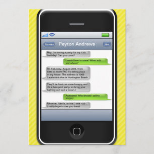 Smart mobil iParty födelsedagsfest för gult/för Inbjudningar