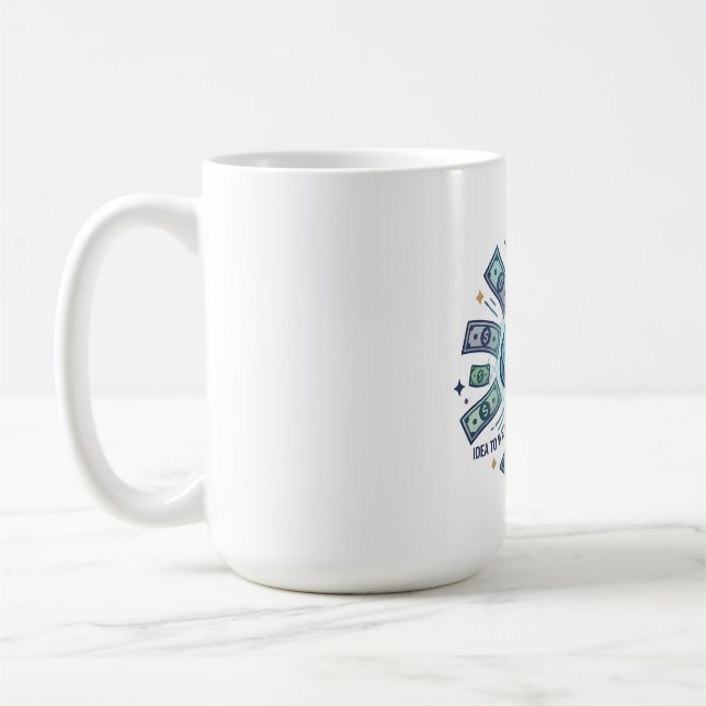 Smart Money Idé Till Förmögenhet Entreprenörshjärn Kaffemugg (Vänster)