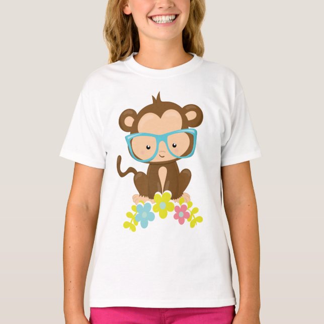 Smart Monkey Girls' Hanes TAGLESS® T-Shirt (Framsida)