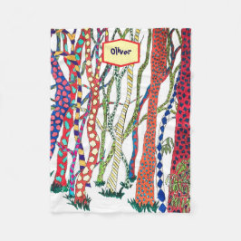 smart och lycklig-galna skogsvattenfärg fleecefilt