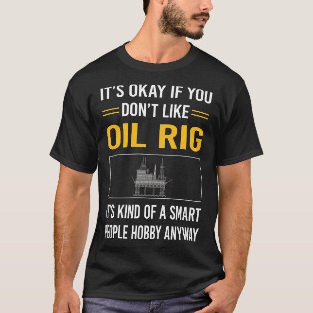 Smart People Oil Rig Roughnacken Offshore T Shirt (Framsida)